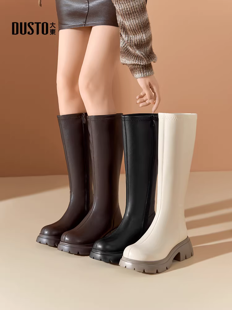 Giày bốt cao cổ nữ Dadong mẫu mới thu đông 2025, bốt cao cổ đế dày dành cho nữ nhỏ nhắn, bốt cao cổ thon gọn kiểu cưỡi ngựa.