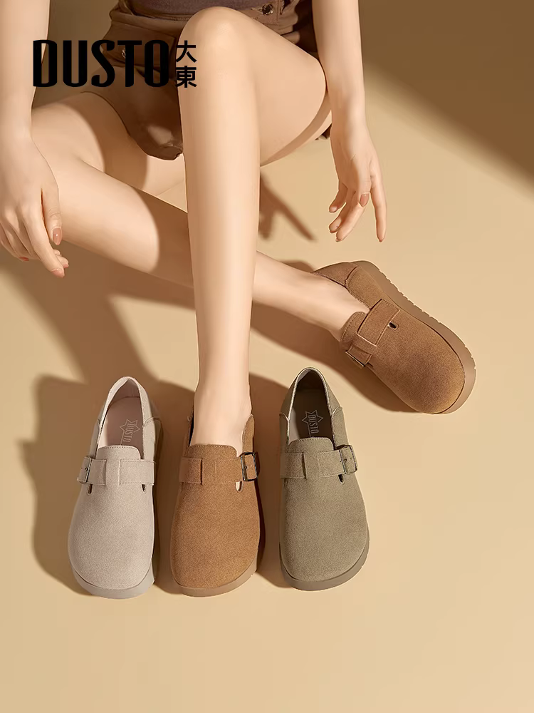 Giày Birkenstock đế dày Dadong dành cho nữ 2025, mẫu mới thu đông, kiểu lười đi câu cá, giày Birkenstock retro, kiểu ôm chân, giày đơn.