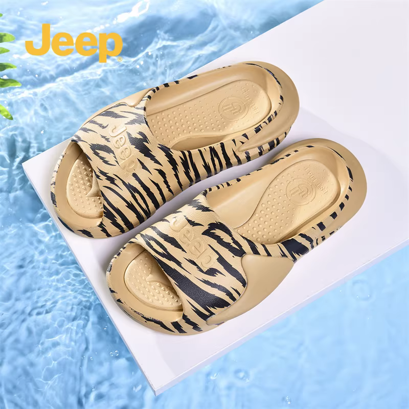 JEEP/Jeep nam mùa hè mới in hình hổ thời trang hợp thời trang dép xỏ ngón đi biển ngoài trời đế dày chống mài mòn