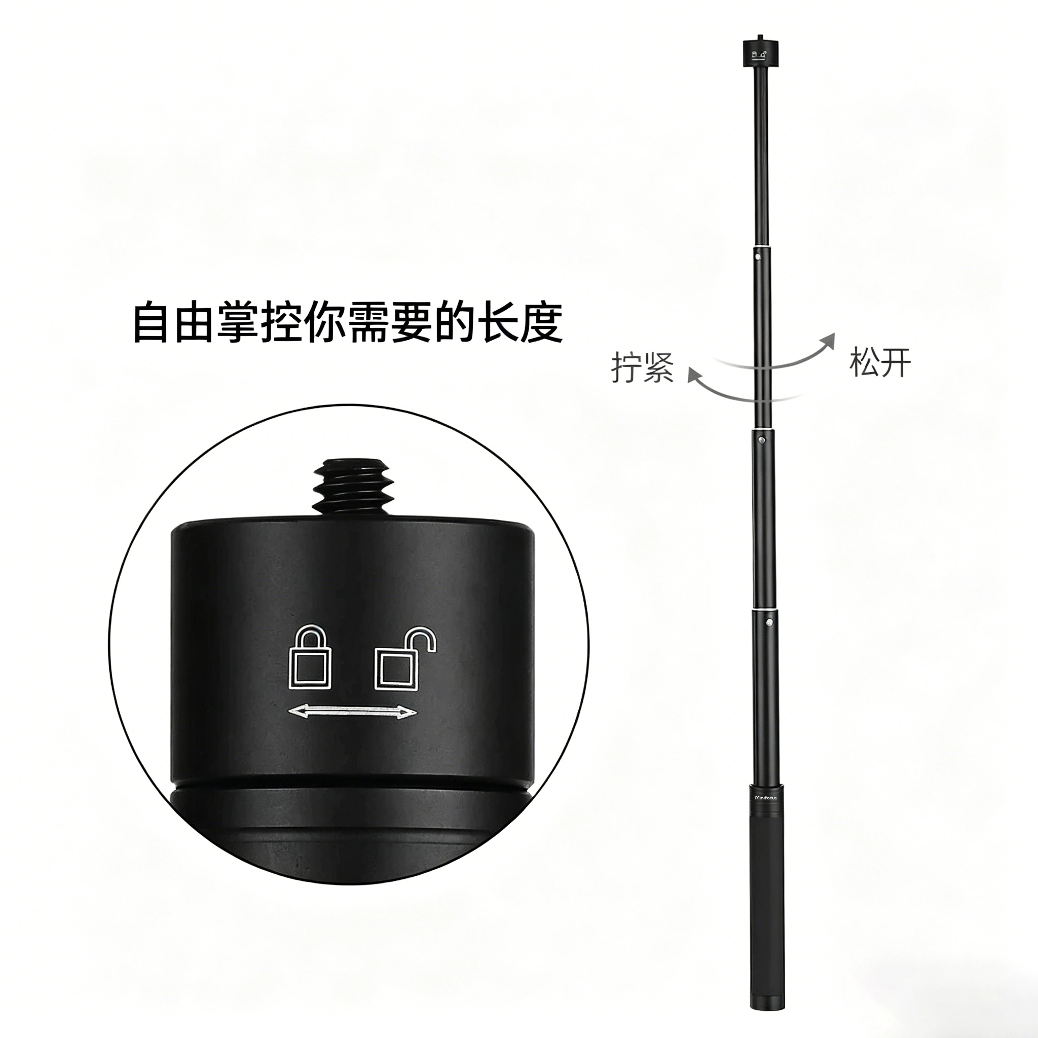 Thanh nối dài Minifocus tương thích với gimbal cầm tay DJI Osmo Mobile 8/7P/6, gimbal điện thoại di động Osmo OM5/SE, Zhiyun Q3, bộ ổn định Hohem V3/V3Ultra, XE/X3.