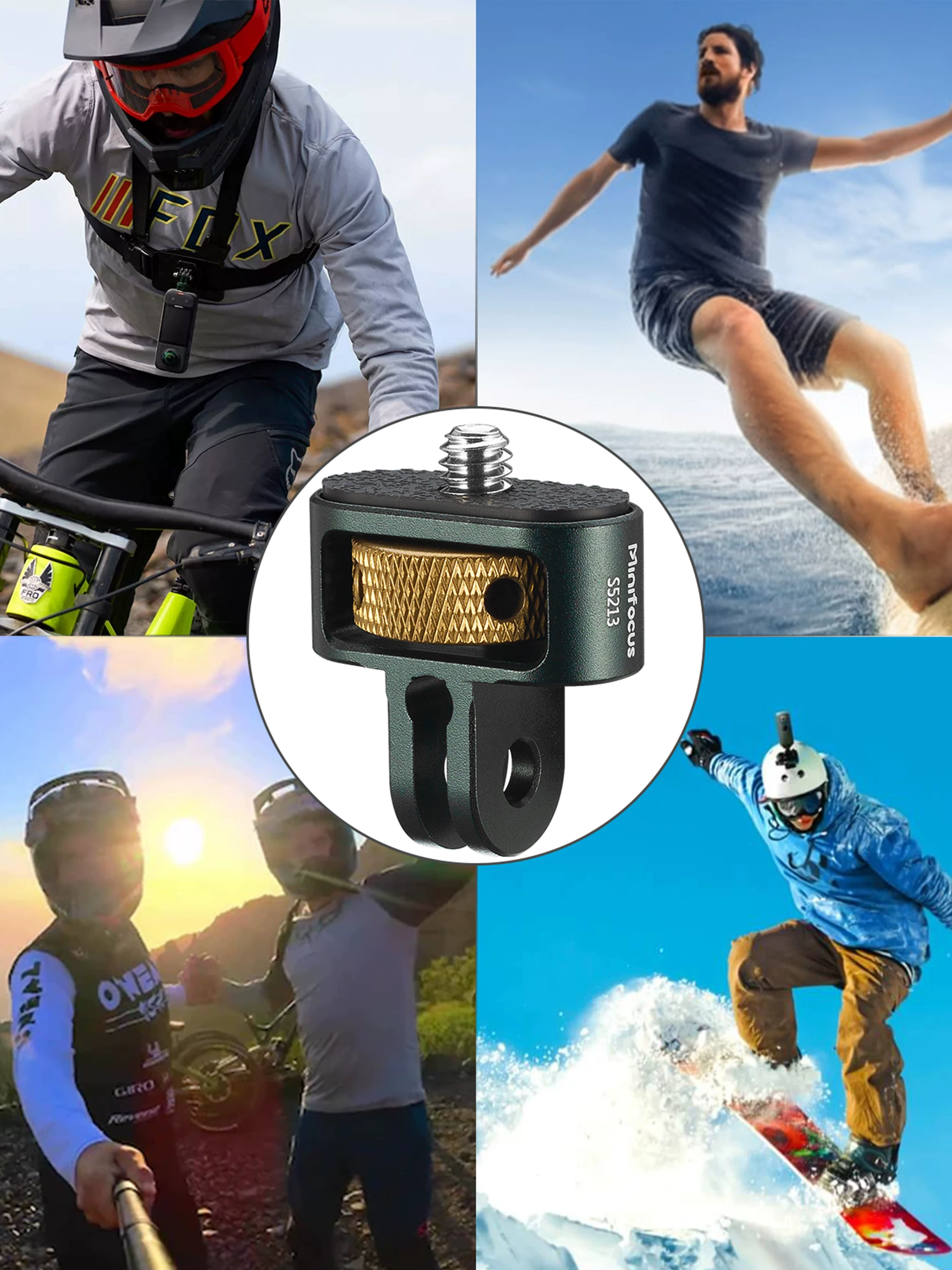 Bộ chuyển đổi camera hành động kim loại Minifocus dành cho Insta360/Gopro/DJI Osmo Pocket 3, thanh nối dài, chân máy, phụ kiện chuyển đổi đế 1/4