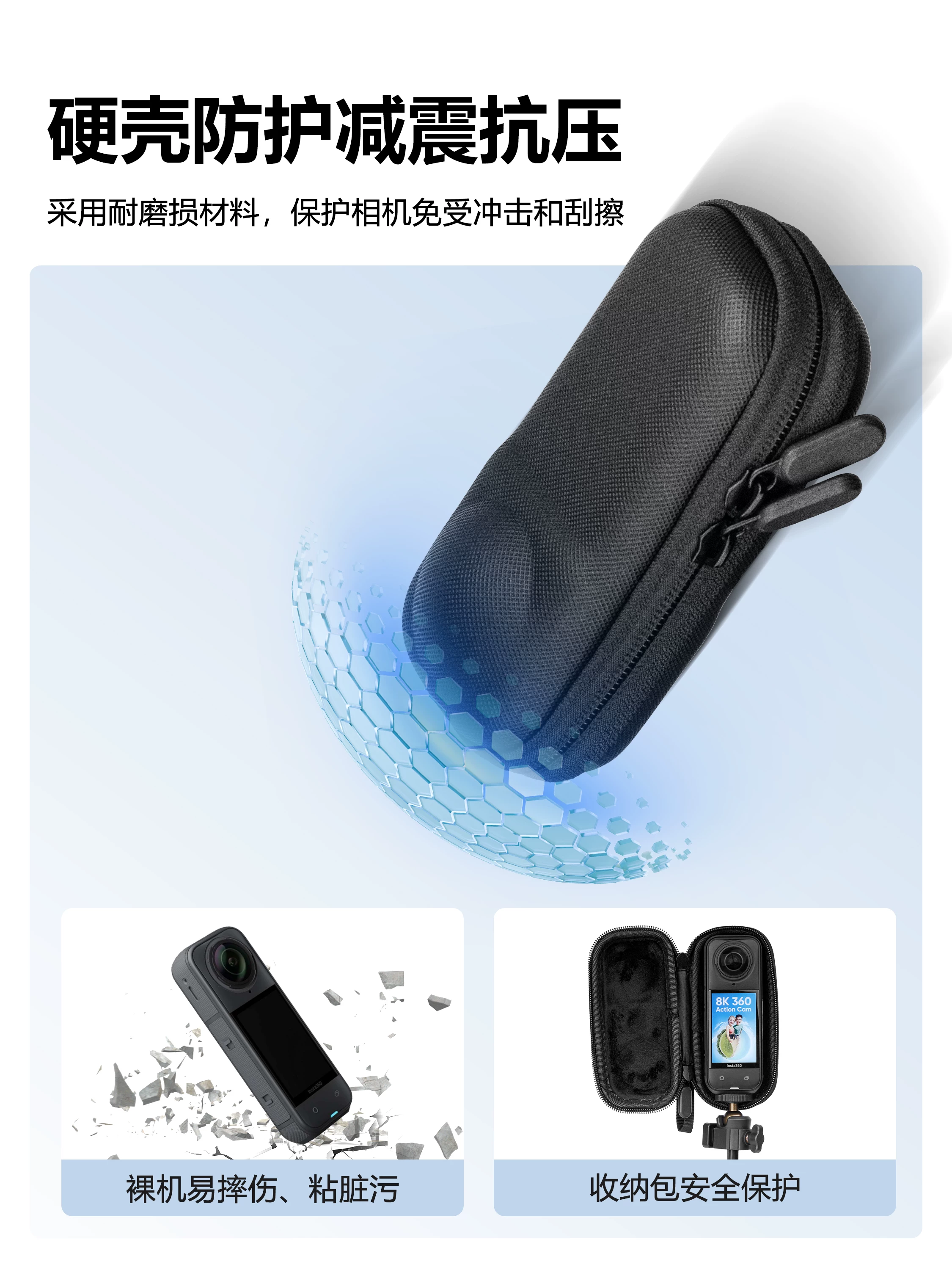 Hộp đựng thương hiệu Minifocus phù hợp với túi đựng Insta360 X5/X4/X3, hộp bảo vệ camera hành động toàn cảnh, miếng bảo vệ ống kính, nắp ống kính, phụ kiện hộp chống rơi.