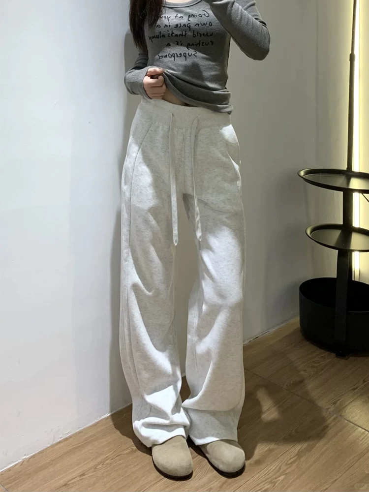 Quần thể thao nữ mùa thu 2025, size lớn, cạp cao, dáng rộng, suôn, tôn dáng, ống rộng