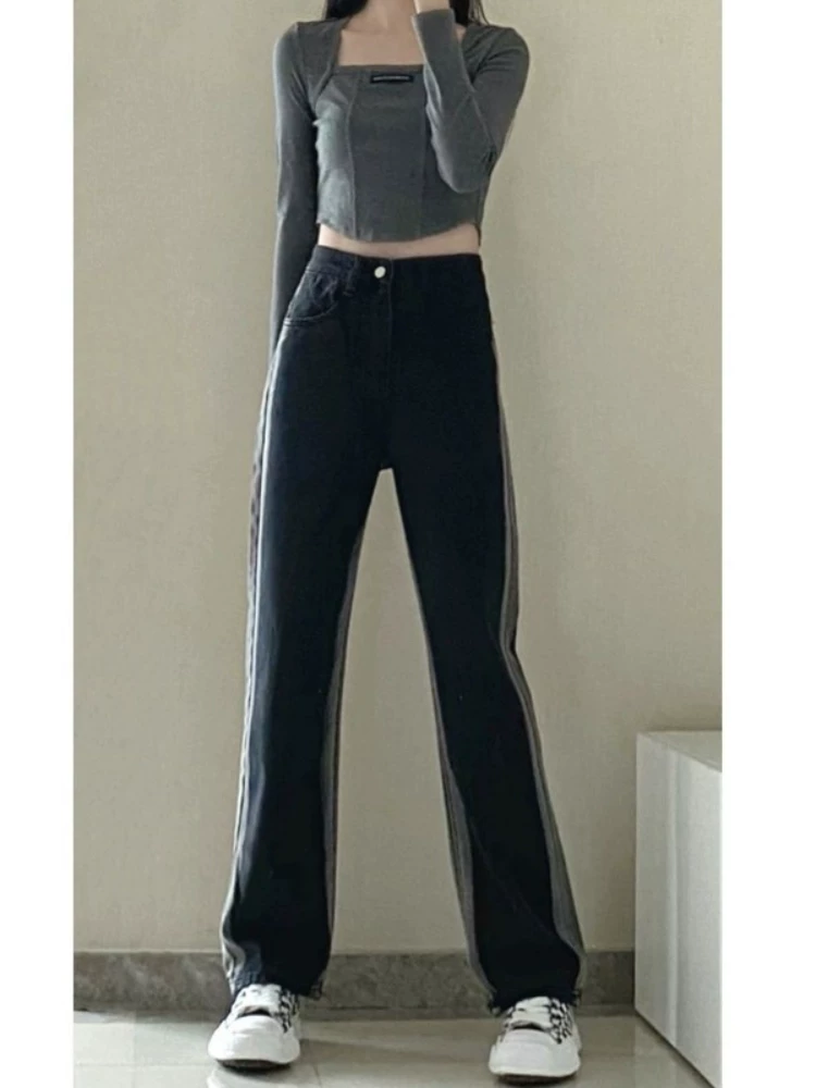 Quần jean định hình dáng quả lê dành cho nữ, lót lông cừu, dày dặn, cỡ lớn, dành cho phụ nữ béo, hông rộng và đùi dày, quần cạp cao, ống thẳng, quần ống rộng