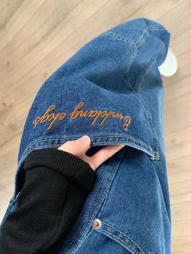 Quần jean kiểu Mỹ dành cho nữ, đầu thu, cỡ lớn, lưng cao, dáng rộng, tôn dáng, quần ống rộng hình quả chuối