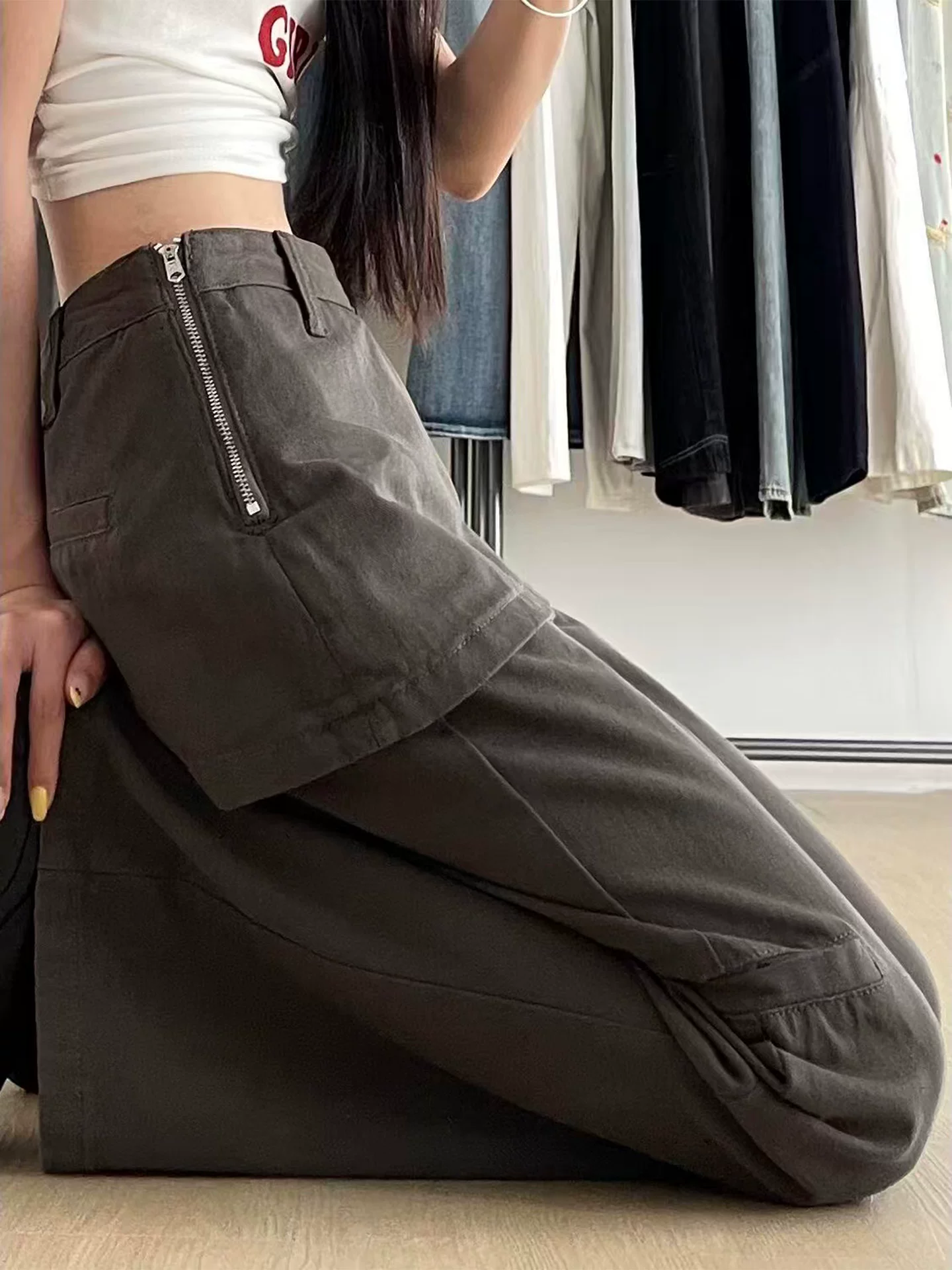 Quần jean dáng loe hai mảnh dành cho nữ, bộ sưu tập thu mới, size lớn, cạp cao, rộng rãi, tôn dáng, quần ống chuông.