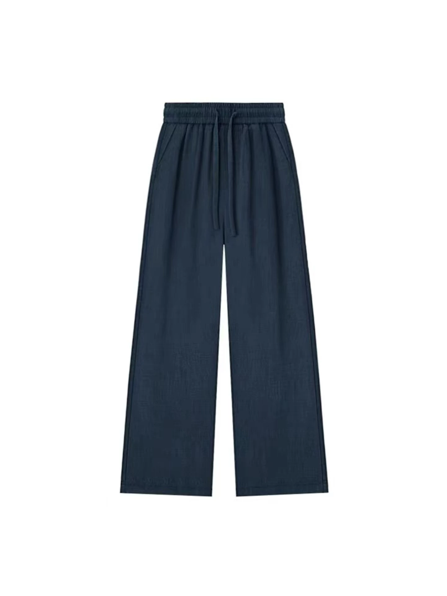 Quần vải lanh lụa băng dành cho nữ, kiểu dáng mỏng mùa hè, cỡ lớn, lưng cao, mềm mại, tôn dáng, quần ống rộng mát mẻ Tencel.