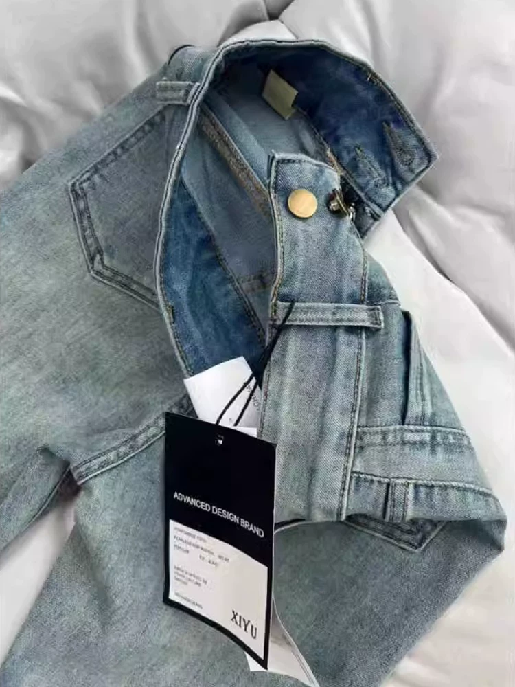 Thân hình quả lê, quần jean ống loe màu sáng dành cho nữ, mùa xuân, cỡ lớn, thiết kế tinh tế, cạp cao, co giãn, quần ống loe tôn dáng.