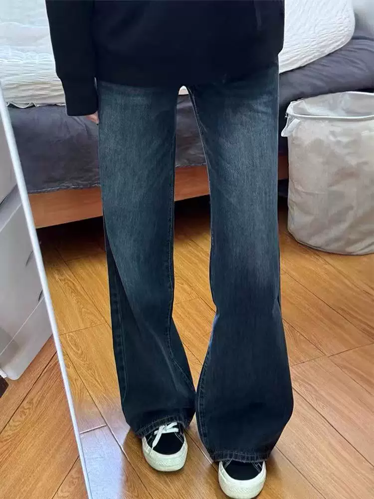 Quần jean loe nữ, kiểu mới mùa xuân, size lớn, cạp cao, dáng rộng, tôn dáng, ống rộng, quần chuông