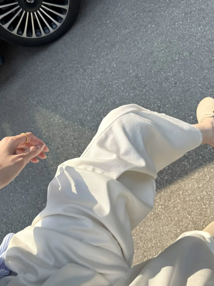 Quần jean ống đứng Tencel trắng dành cho nữ, kiểu dáng mỏng mùa hè, cỡ lớn, lưng cao, mềm mại, tôn dáng, quần ống rộng chất liệu lụa đá