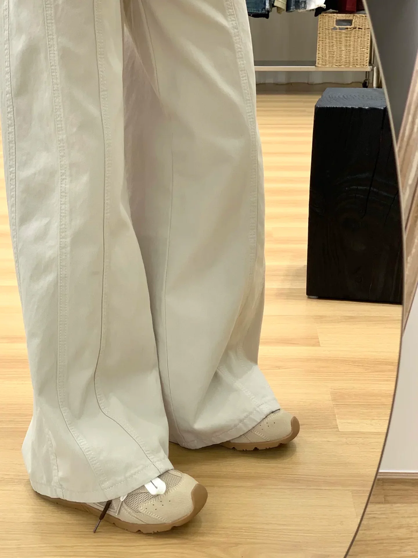 Quần jean ống thẳng màu mơ dành cho nữ, mùa thu, cỡ lớn, lưng cao, dáng rộng, che hông, giảm béo, dáng quả lê, quần ống rộng đi làm