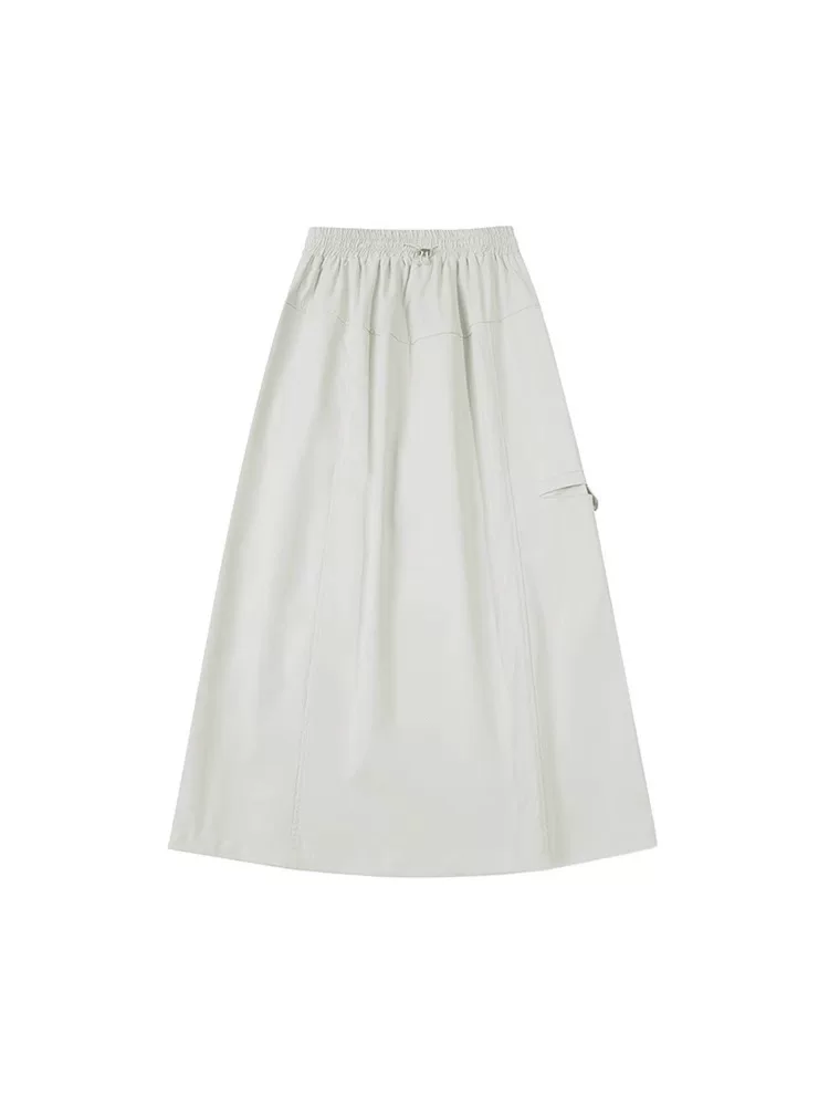 Váy công sở thông thường của Mỹ dành cho nữ, kiểu dáng mỏng mùa hè, cỡ lớn, lưng cao, che hông, giảm béo, váy chữ A dài vừa phải.