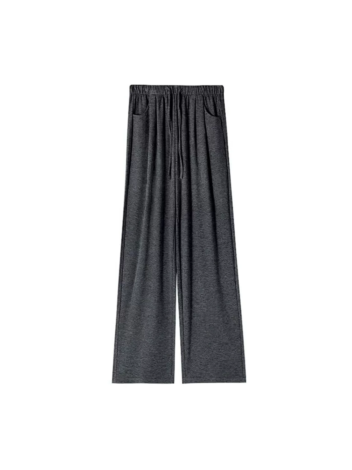 Quần gạo nếp thoải mái dành cho nữ, mùa thu đông, lót lông cừu, dày dặn, cỡ lớn, lưng cao, dáng rộng, mềm mại, tôn dáng, quần ống rộng.