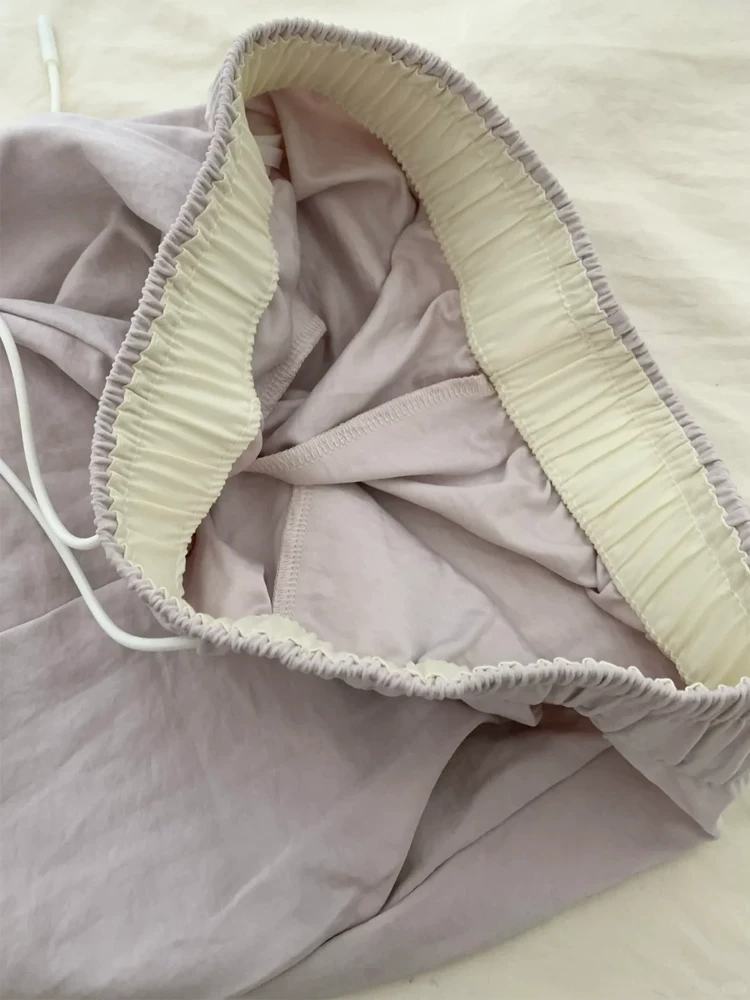 Quần ống rộng màu hồng giản dị dành cho nữ, cỡ lớn mùa hè, lưng cao, thon gọn, phong cách lười biếng, quần Yamamoto như mây.