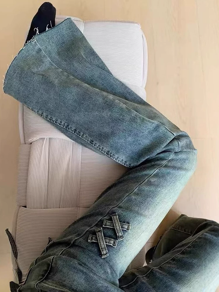 Quần jeans nữ dáng xòe nơ thời trang hè 2025, size lớn, cạp cao, co giãn, che hông, tôn dáng