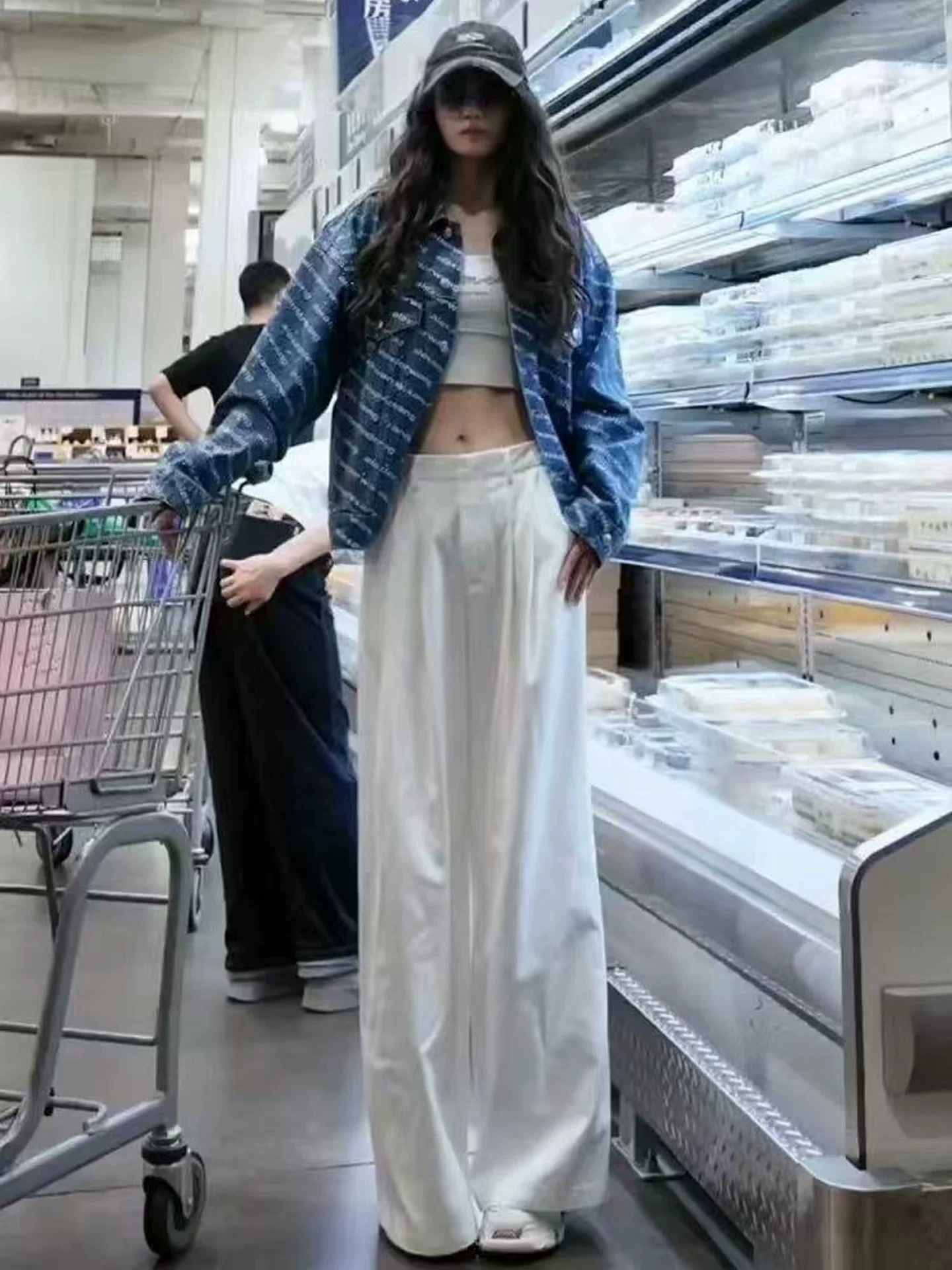 Quần jeans trắng ống rộng nữ, size lớn mùa hè, đầu thu 2025, cạp cao, dáng rộng, suôn mềm, tôn dáng, quần ống đứng.