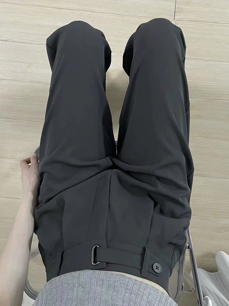 Quần âu dáng quả lê dành cho nữ, kiểu dáng mùa thu mới, cỡ lớn, lưng cao, rộng rãi, mềm mại, quần ống rộng giúp thon gọn vóc dáng