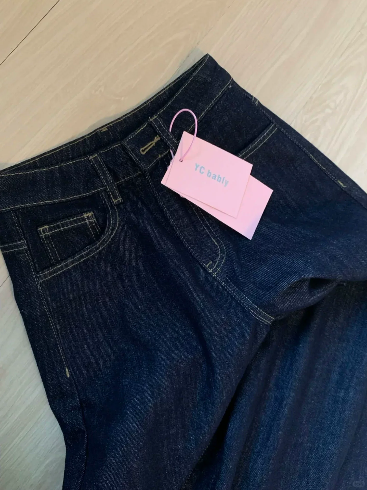 Quần jean ống rộng Tencel màu xanh đậm dành cho nữ, kiểu dáng mỏng mùa hè, cỡ lớn, lưng cao, mềm mại, tôn dáng, ống thẳng, dài chạm sàn.