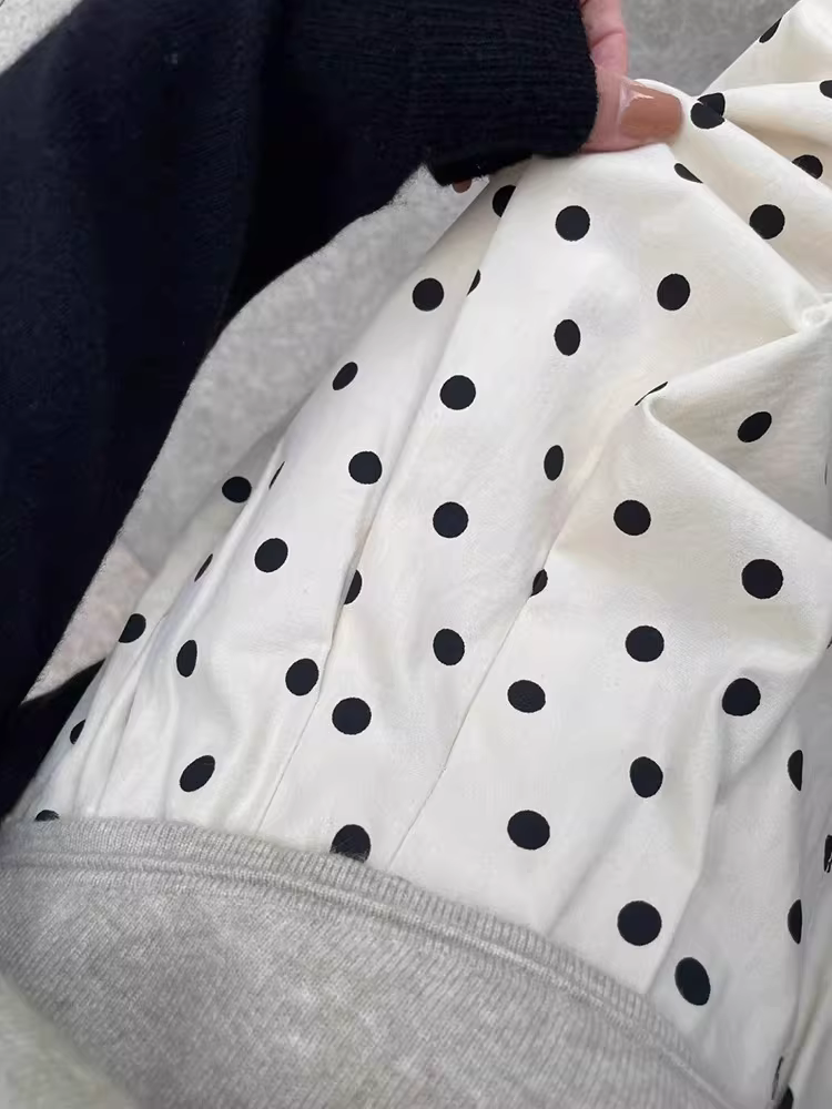 Quần thường ngày chấm bi cho nữ, cỡ lớn mùa hè, quần Yamamoto, lưng cao, dáng rộng, giảm béo, quần ống rộng, quần bóng.