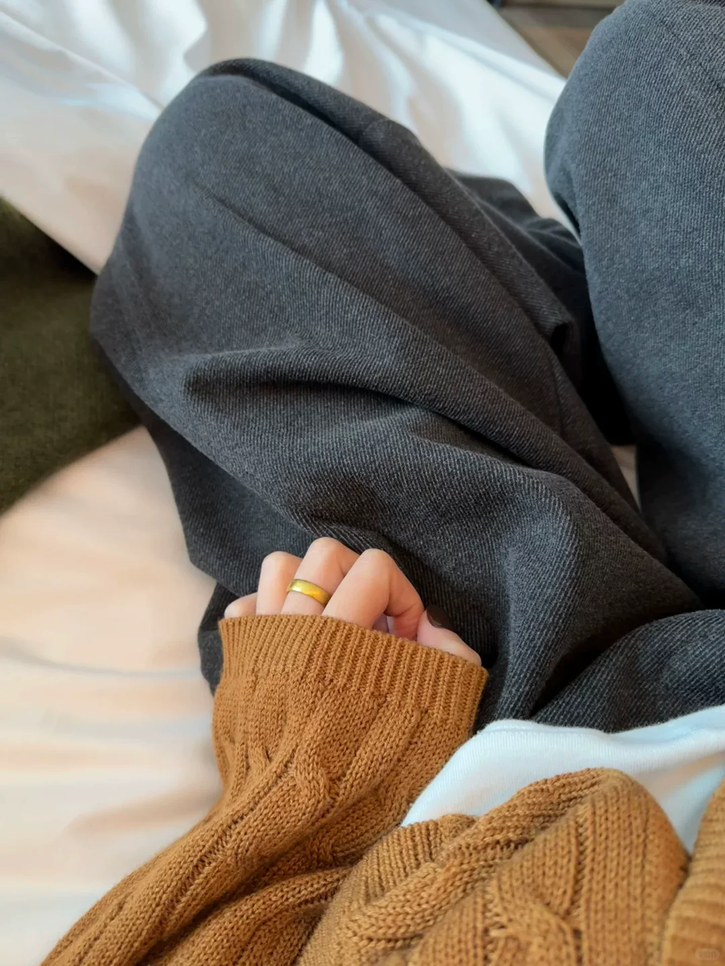 Quần len thường ngày cho nữ, mùa thu đông, cỡ lớn, phong cách lười biếng, lưng cao, dáng rộng, xếp nếp, giảm béo, dáng quả lê, quần ống rộng