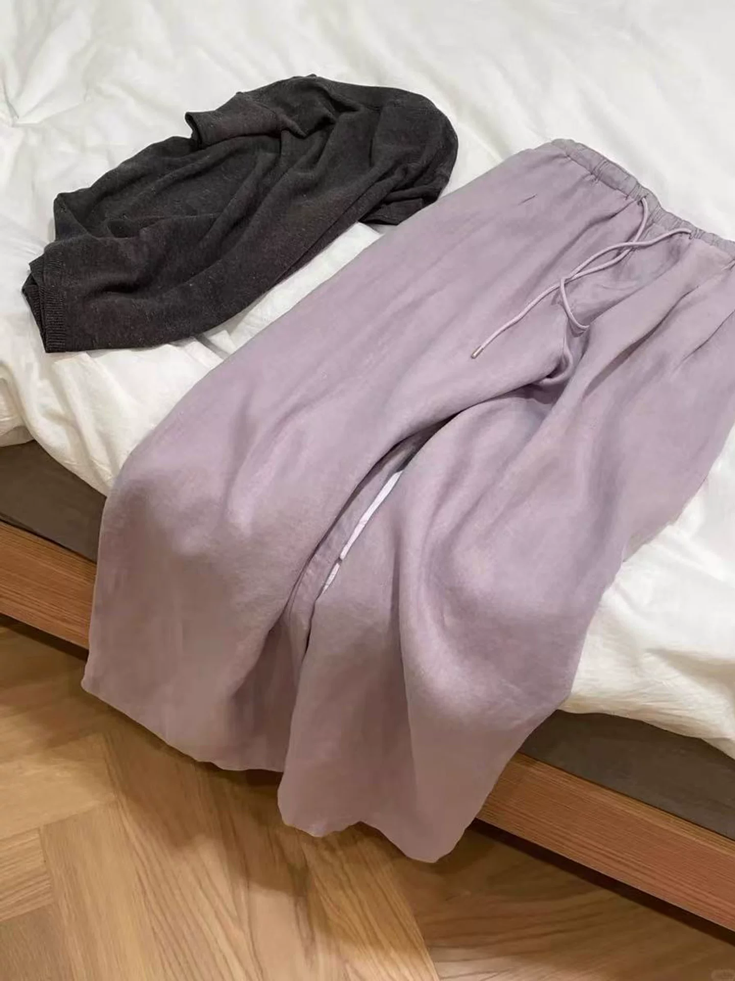 Quần vải lanh lụa thẳng ống đứng dành cho nữ, kiểu dáng mỏng mùa hè, cỡ lớn, lưng cao, dáng rộng, mềm mại, quần ống rộng giúp thon gọn