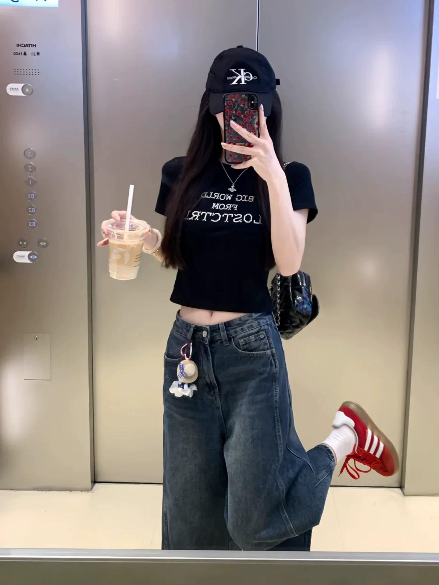 Quần jean cạp cao kiểu Mỹ dành cho nữ, cỡ lớn mùa hè, dáng rộng, quần ống rộng dài vừa phải, dáng suông, tôn dáng