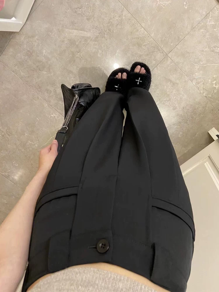 Quần âu dành cho phụ nữ hơi mũm mĩm, cỡ lớn mùa hè, cạp cao, che hông, mềm mại, tôn dáng, quần ống rộng kiểu giản dị mang lại cảm giác cao cấp.