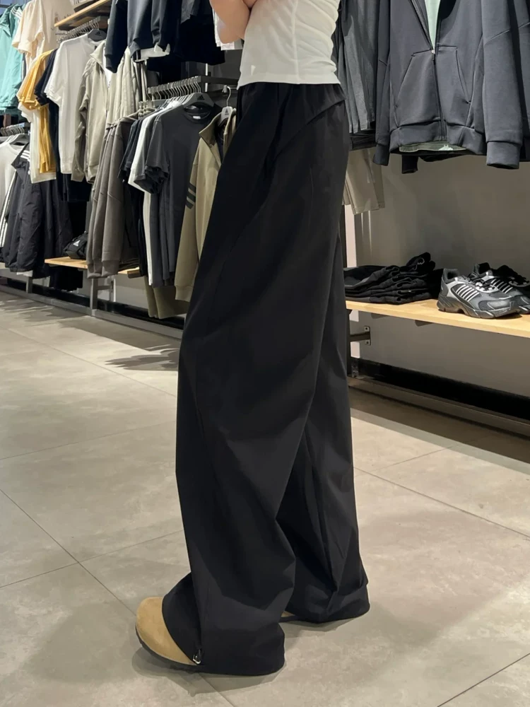 Quần cargo nữ kiểu Mỹ cổ điển, mùa hè 2025, size lớn, cạp cao, dáng rộng, tôn dáng