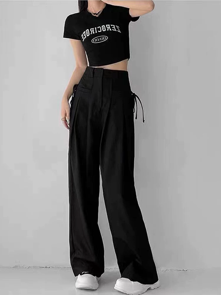 Quần âu nữ, mùa hè, cỡ lớn, quần ống thẳng cho dáng quả lê, cạp cao, rộng rãi, mềm mại, tôn dáng, kiểu dáng vest, quần ống rộng.