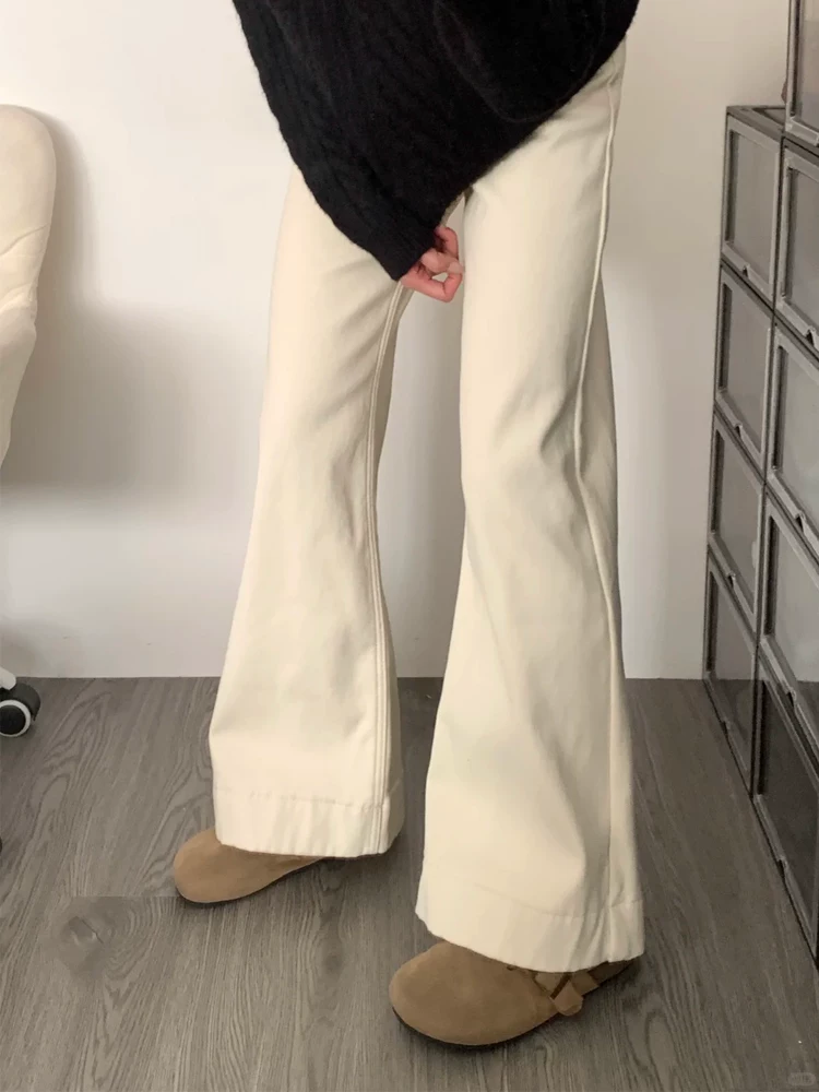 Quần jean dáng chuông màu mơ dành cho nữ, kiểu mới thu 2025, size lớn, cạp cao, tôn dáng, rộng rãi, chất liệu mềm mại