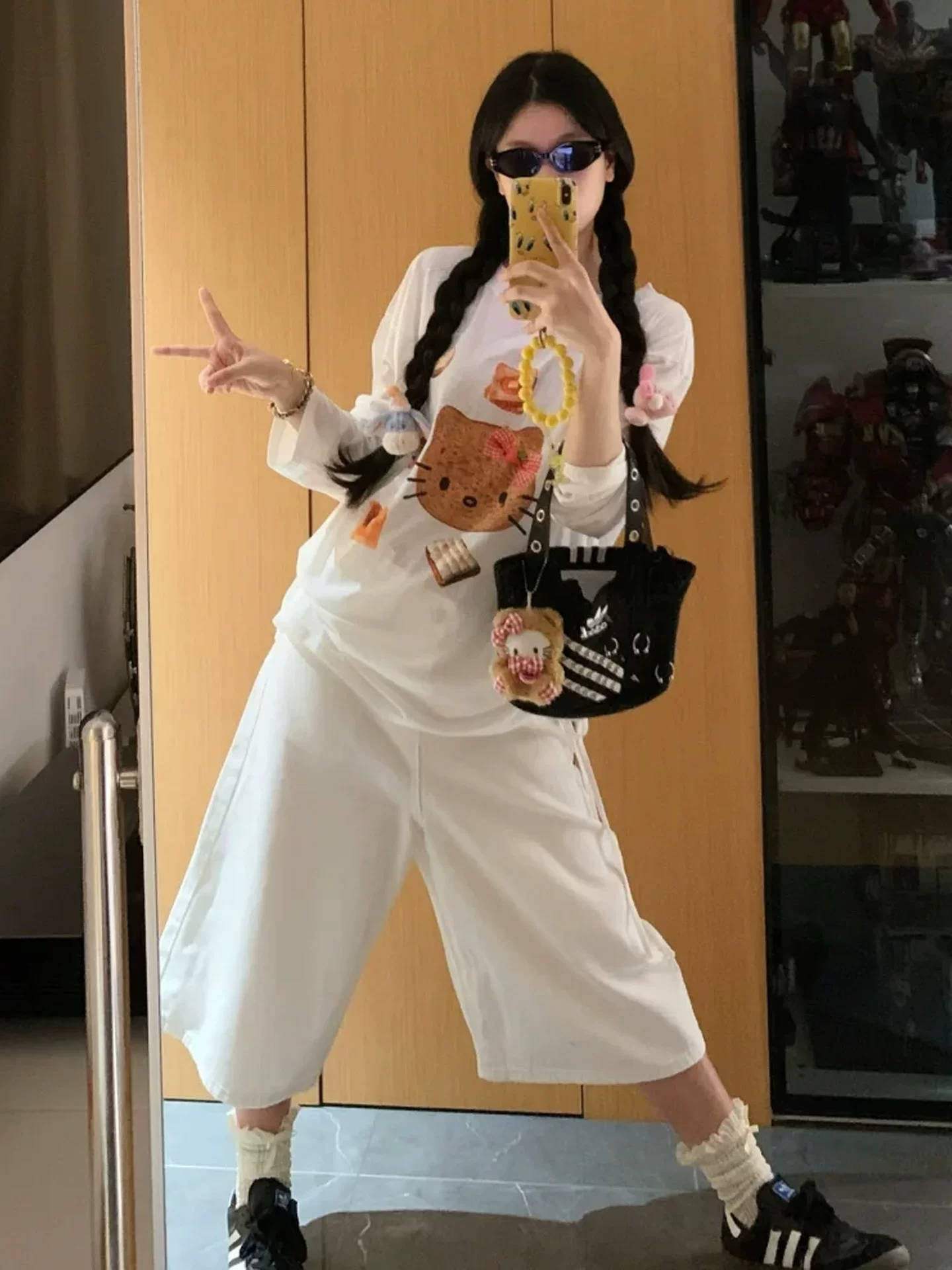 Quần jean trắng ống đứng dành cho nữ, size lớn mùa hè, lưng cao, dáng rộng, tôn dáng, dành cho người có thân hình quả lê, quần ống rộng dài đến giữa bắp chân