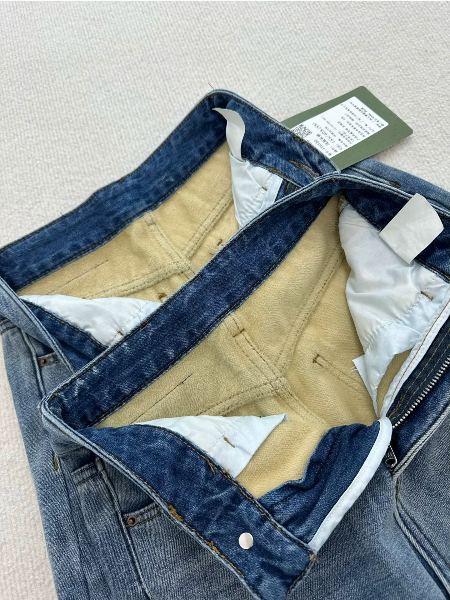 Quần jean ống đứng dày dặn lót lông cừu cổ điển dành cho nữ, cỡ lớn mùa đông, cạp cao, dáng rộng, tôn dáng, ấm áp, quần ống rộng