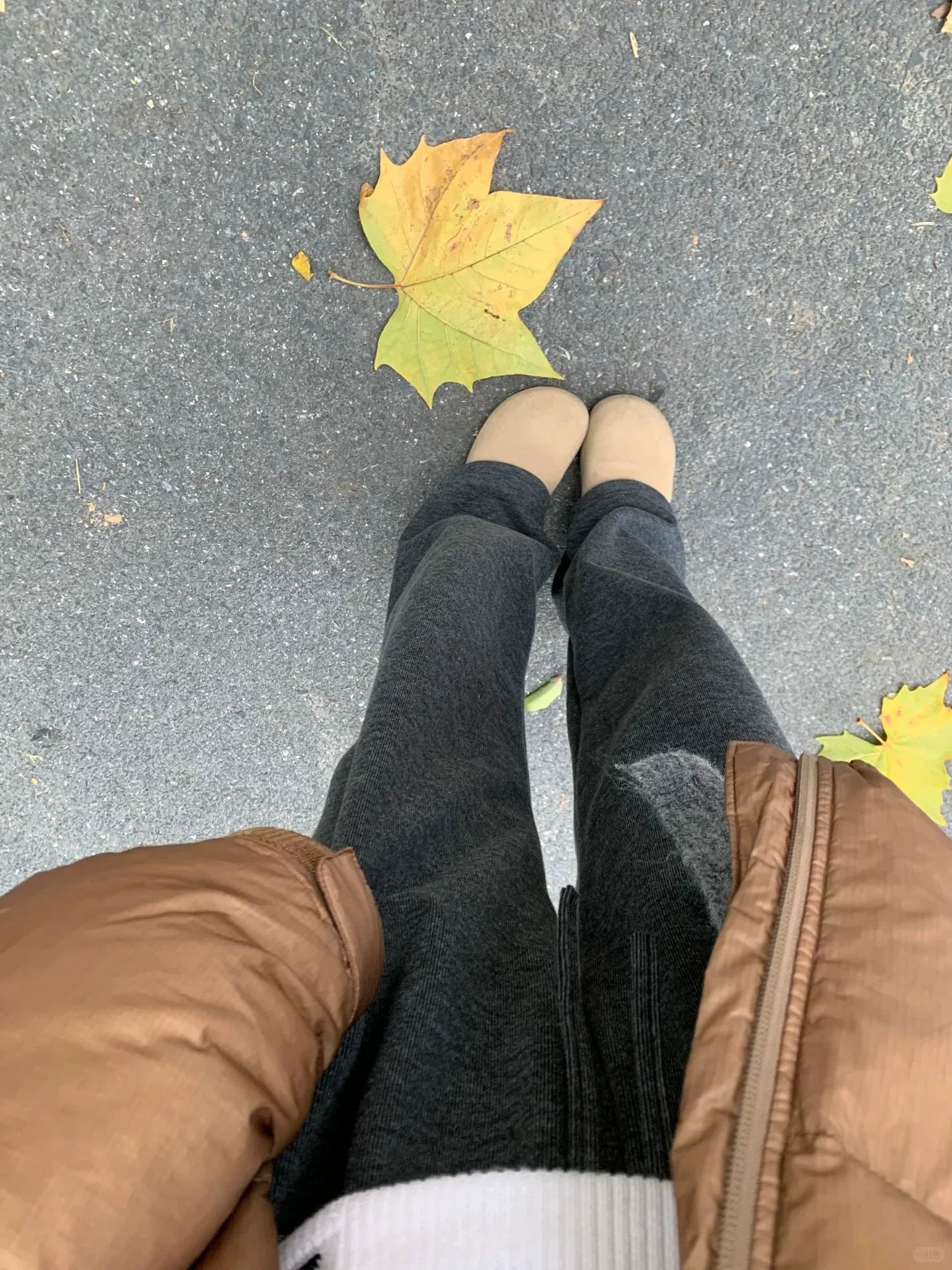 Quần dài dày dặn có lót lông cừu màu xám đậm dành cho nữ, cỡ lớn mùa đông, cạp cao, giảm béo, quần ống rộng dáng thẳng thông thường.