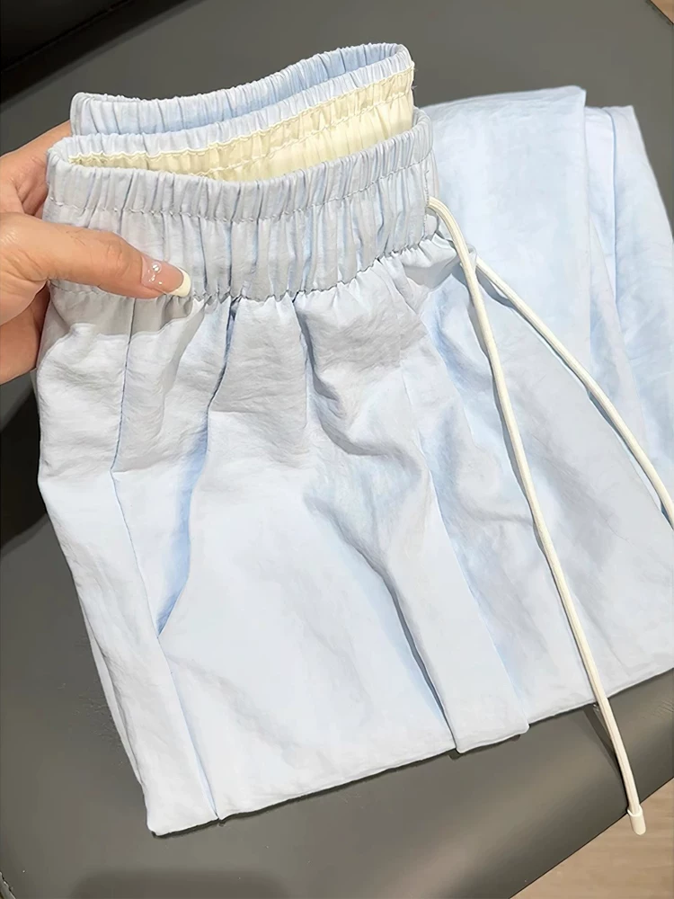 Quần vải sữa nữ, kiểu dáng mỏng mùa hè 2025, size lớn, cạp cao, chất liệu mềm mại, tôn dáng, dáng thẳng, quần ống rộng mặc thường ngày.