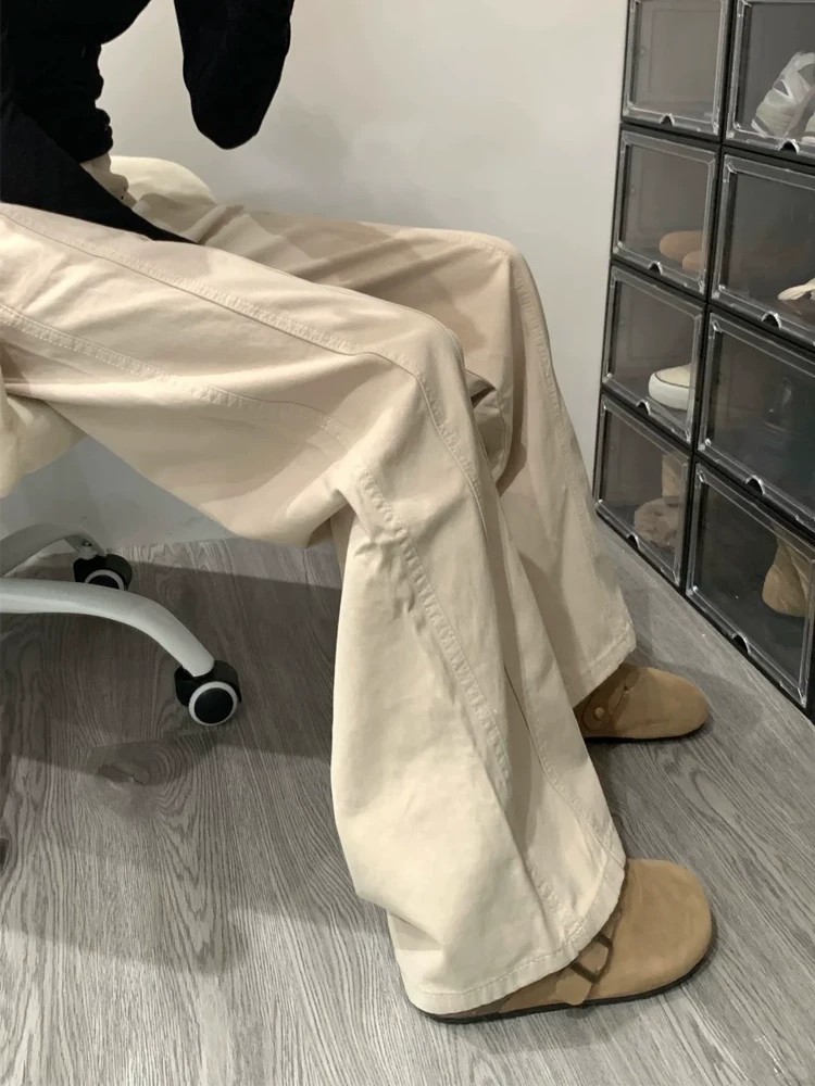 Quần jeans ống rộng kiểu Mỹ cổ điển dành cho nữ xuân 2025, size lớn, cạp cao, dáng rộng, tôn dáng, ống thẳng