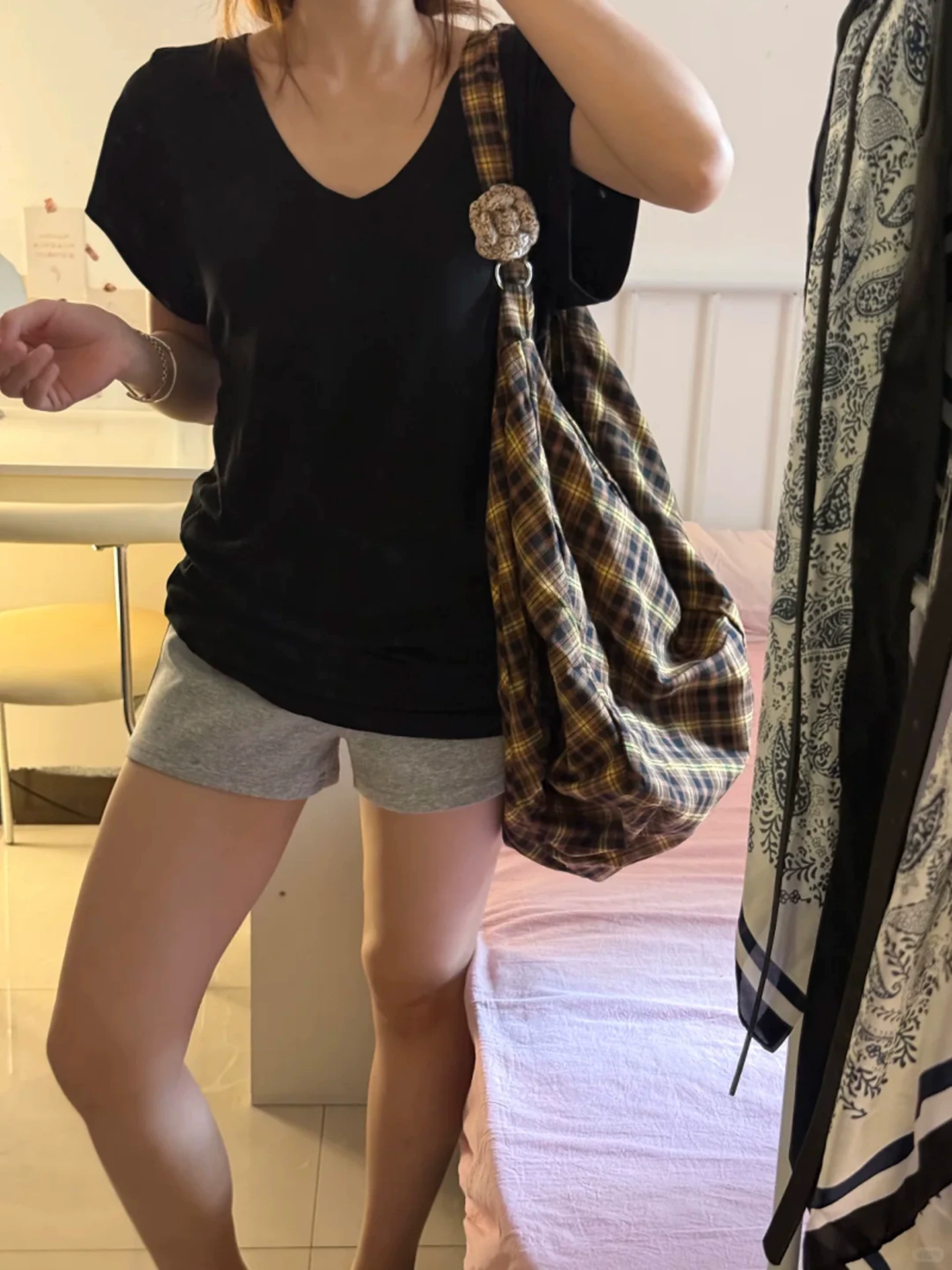 Quần short màu xám thường ngày dành cho nữ, mùa hè, cỡ lớn, lưng cao, co giãn, che hông, giảm béo, dáng quả lê, quần thể thao chữ A