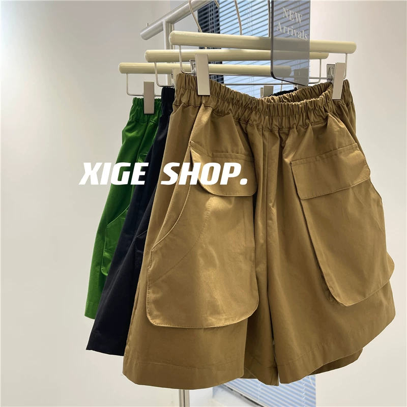 Quần short bảo hộ lao động thiết kế dáng quả lê dành cho nữ, kiểu dáng mỏng mùa hè, cỡ lớn, lưng cao, quần ống rộng dáng chữ A rộng rãi