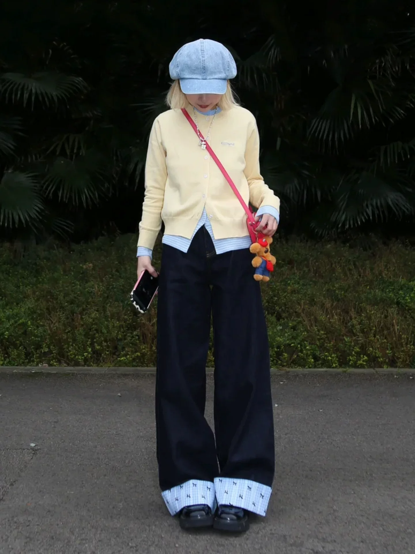 Quần jean ống rộng cho nữ, kiểu dáng mùa thu mới, cỡ lớn, lưng cao, dáng rộng, tôn dáng, dáng quả lê, ống thẳng, quần dài chạm sàn