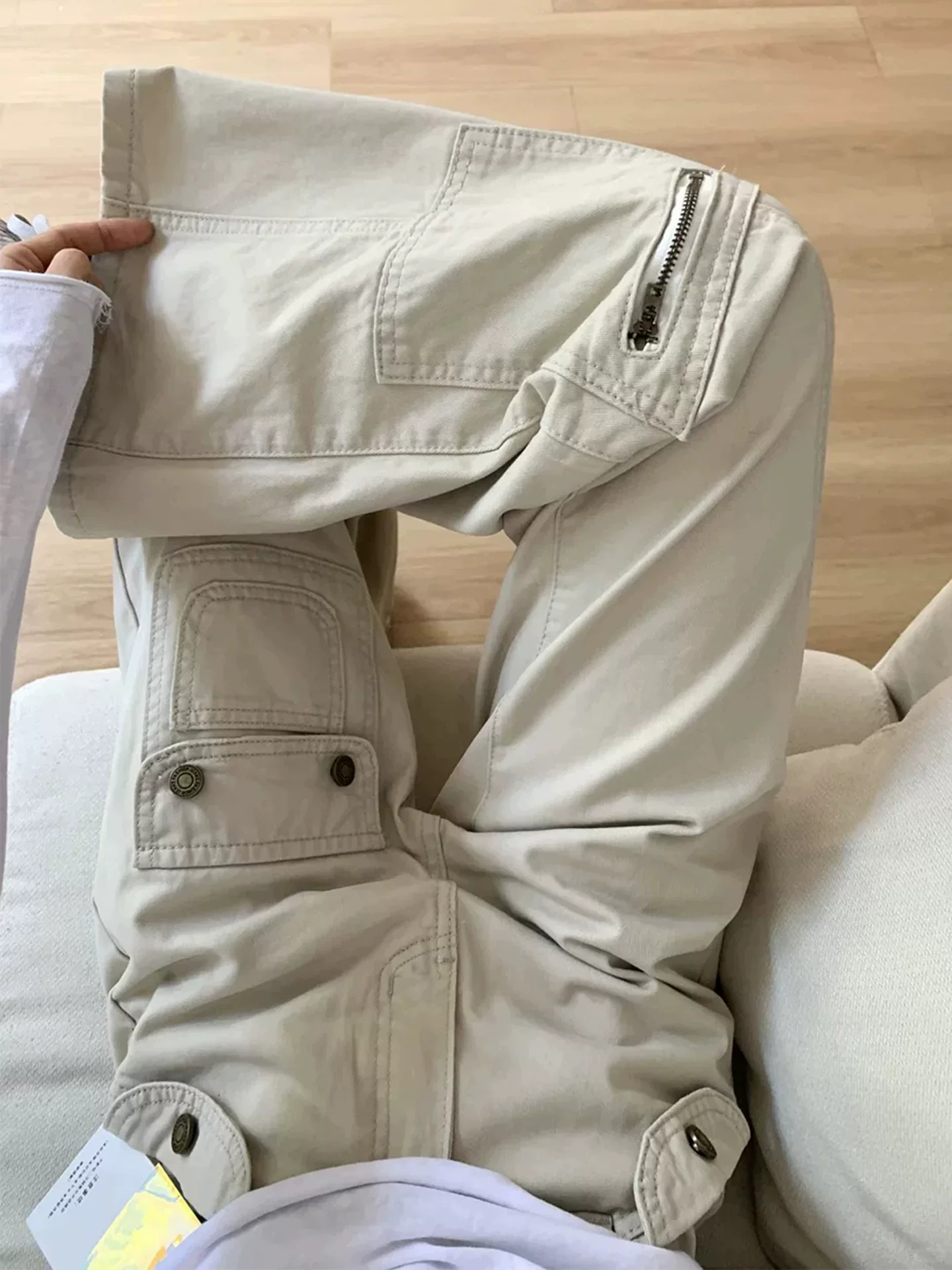 Quần jean kiểu Mỹ dáng loe dành cho nữ, đầu thu, cỡ lớn, lưng cao, dáng rộng, tôn dáng, ống thẳng, quần dài ống rộng