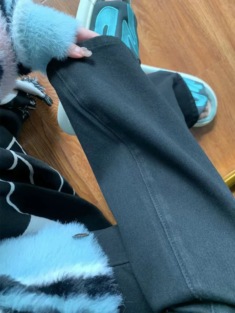 Quần jean ống đứng dáng quả lê, hơi loe, dành cho nữ, size lớn, phong cách đầu xuân, cạp cao, co giãn, che hông, quần bootcut tôn dáng