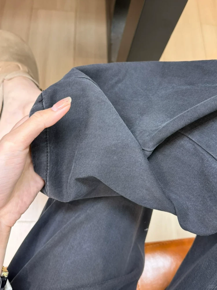 Quần jean ống rộng Tencel dành cho nữ, kiểu dáng mỏng mùa hè, cỡ lớn, lưng cao, dáng rộng, thon gọn, vải lụa băng, quần dài ống thẳng