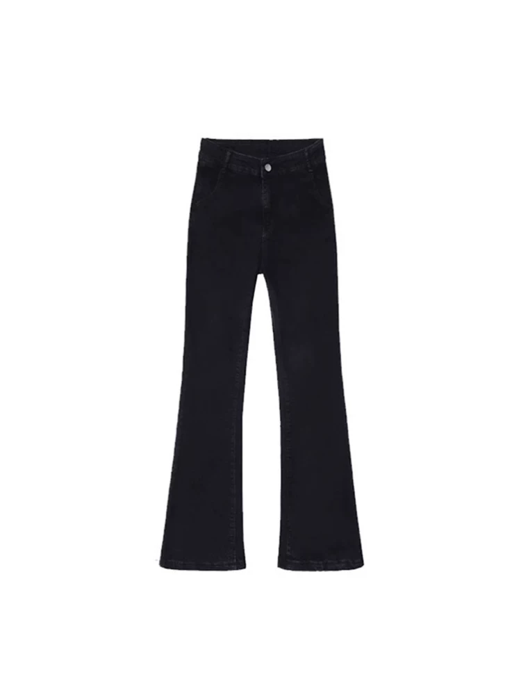 Quần jean loe nữ, lót lông cừu và dày dặn, thu đông 2025, size lớn, cạp cao, co giãn, che hông, tôn dáng, quần ống chuông