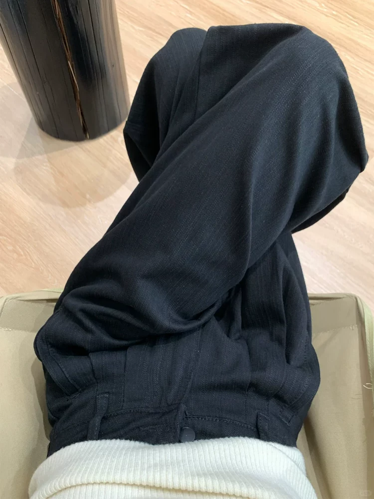 Quần âu đen cho nữ, kiểu dáng mỏng mùa hè, cỡ lớn, lưng cao, dáng rộng, mềm mại, tôn dáng, dáng quả lê, quần dài ống rộng.