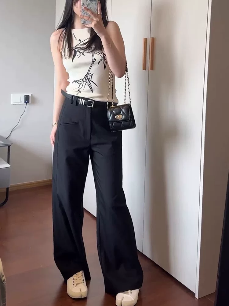 Quần body suit hình quả lê dành cho nữ, kiểu dáng mỏng mùa hè, cỡ lớn, lưng cao, che hông, mềm mại, giảm béo, quần ống rộng thông thường