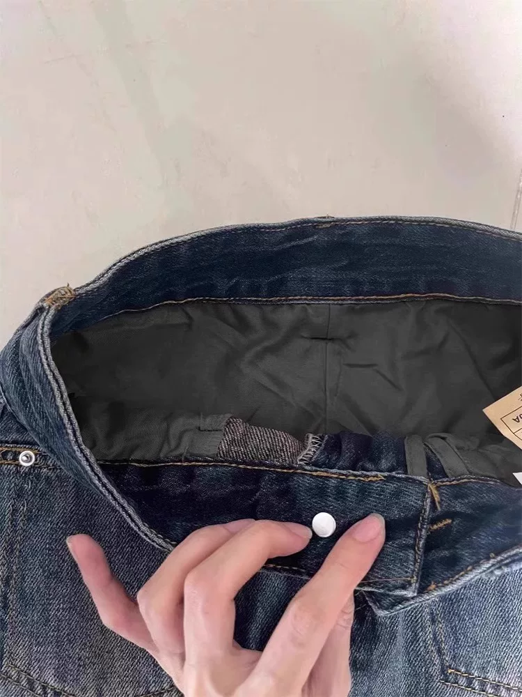 Váy denim cổ điển kiểu Mỹ dành cho nữ, cỡ lớn mùa hè, cạp cao, che bụng, che hông, váy bút chì chữ A tôn dáng.