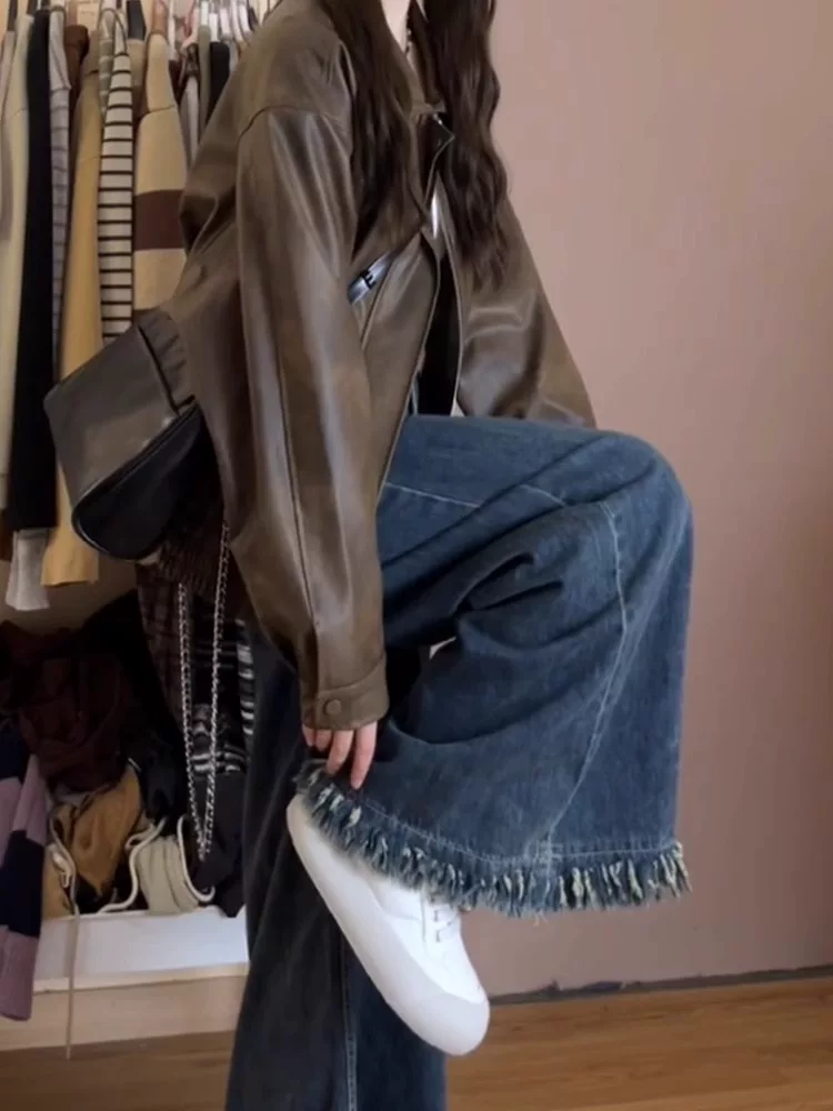 Quần jean ống thẳng dáng quả lê dành cho nữ, mùa thu, cỡ lớn, mập mm, hông rộng và đùi dày, lưng cao, dáng rộng, dáng suông, quần ống rộng chữ A