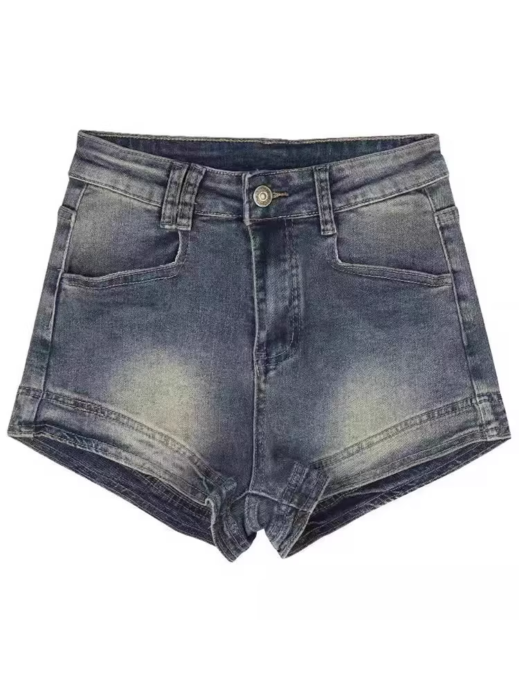 Quần short denim dáng lê dành cho nữ, size lớn mùa hè, dáng nhỏ nhắn, cạp cao, co giãn, tôn dáng, quần short chữ A gợi cảm