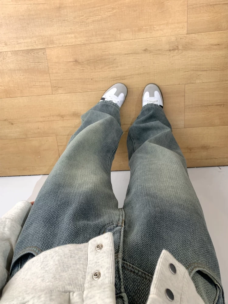 Quần jeans ống đứng nữ thu đông 2024, size lớn, cạp cao, dáng rộng, che hông, tôn dáng, lót lông dày, ống rộng