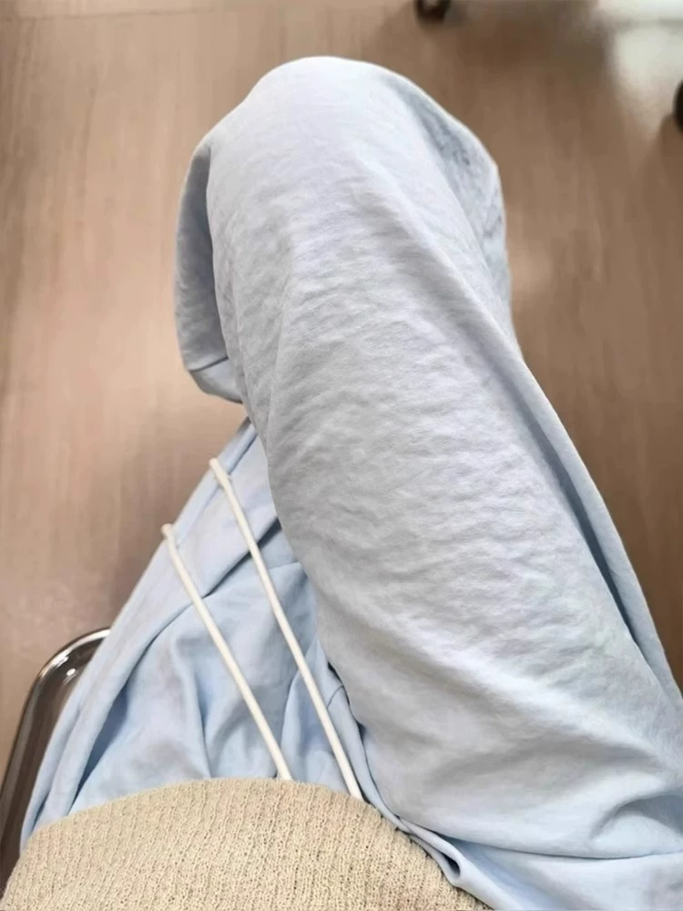 Quần màu xanh sữa dành cho nữ, kiểu dáng mùa hè mới, cỡ lớn, lưng cao, dáng rộng, xếp nếp, thon gọn, chất liệu lụa băng, quần ống rộng thông thường.