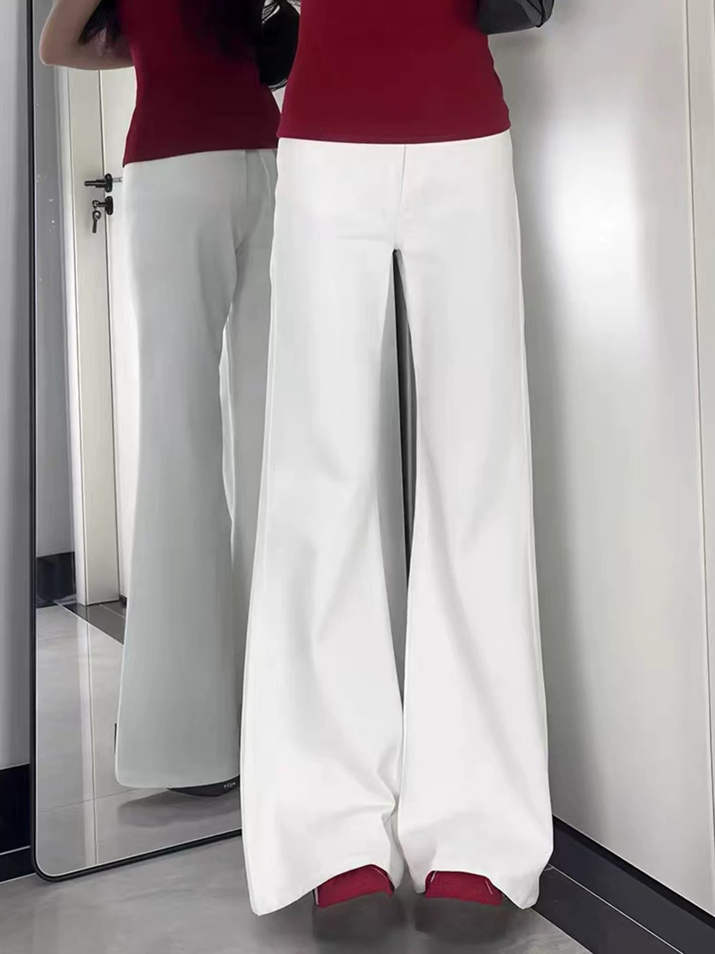 Quần bootcut màu xanh retro dành cho nữ, thu đông 2025, size lớn, dành cho người mập, cạp cao, co giãn, che hông, tôn dáng, kiểu dáng quần jeans móng ngựa